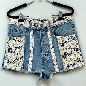 NWT Carmar Lace & Denim Shorts